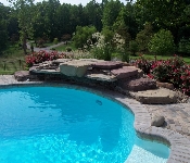 Boulder Waterfall and Paver Pool Deck, Davidsonville